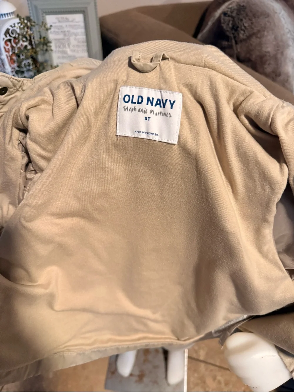 Old Navy Kids Hooded Utility Jacket in Light Beige